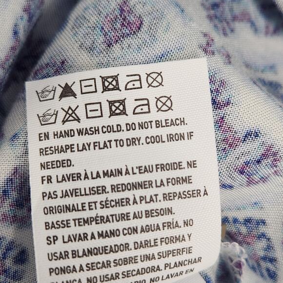 American Eagle Outfitters Button Up Romper Size XXS Blue Abstract Playsuit Boho - Picture 7 of 10